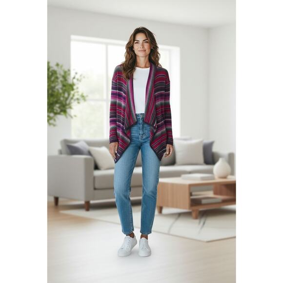 Lauren Ralph Lauren Cardigan Women Plus Size 2X Striped Open Front Aztec Boho - Picture 1 of 8